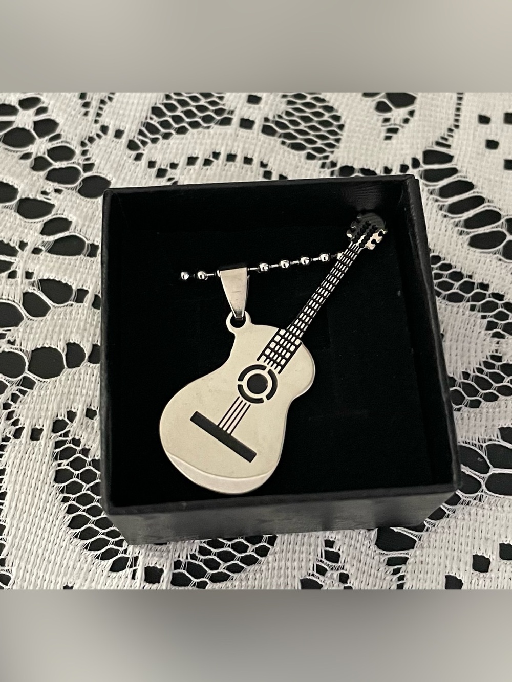 🆕 Stainless  Steel Guitar Pendant Necklace